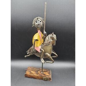 Vintage FELGUEREZ Metal Mexican Folk Art Child On a Carousel Horse Sculpture MCM